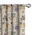 Ambesonne Botanical Window Curtains Pack of 2, Abstract and Floral Pattern on Pastel Background Romantic Summer Garden, Lightwei