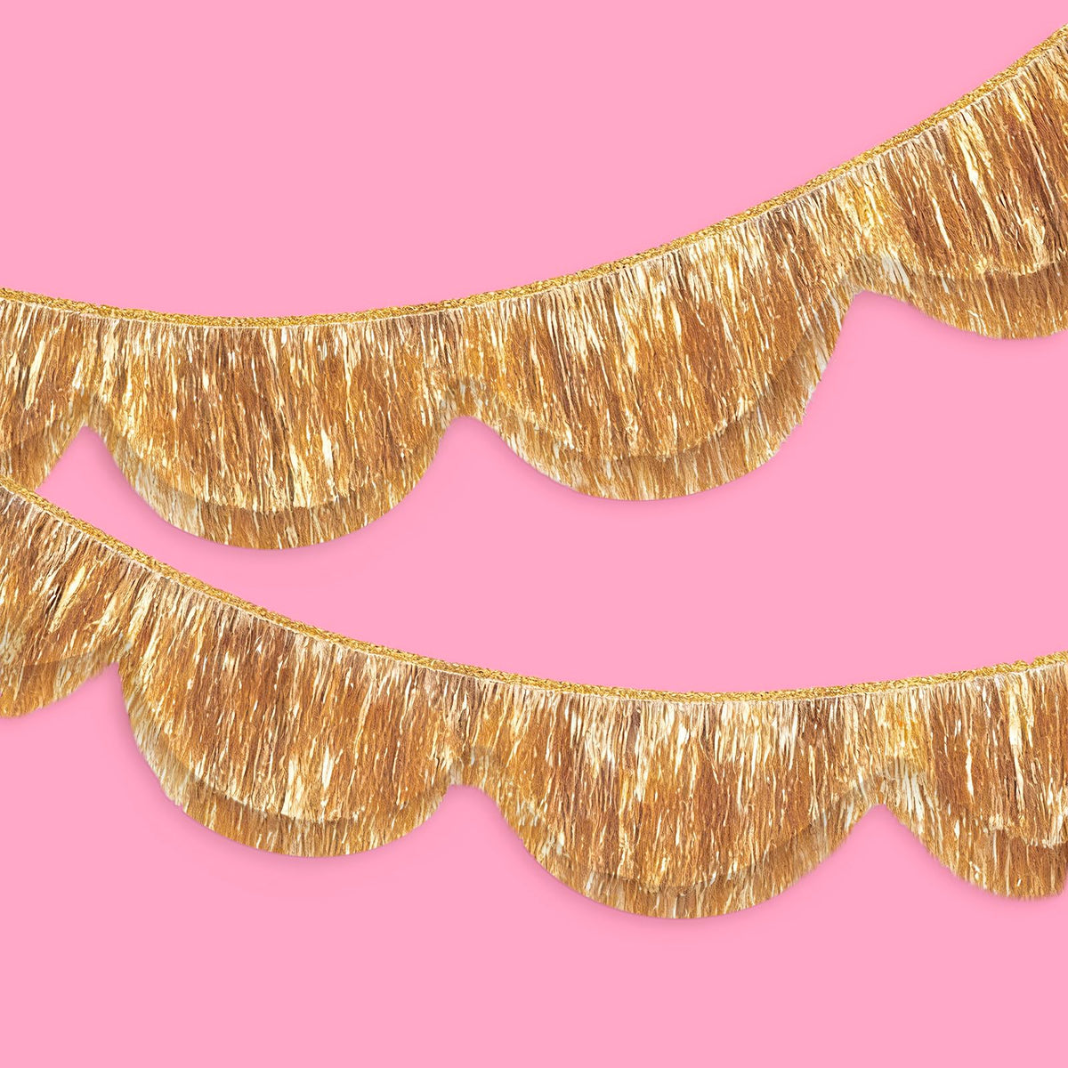 FYSUIMU 6.6 Ft Gold Scalloped Banner Hanging Layered Sparkly Fringe Garland for Bachelorette Birthday Party Backdrop Decor