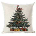 Ramirar Merry Christmas Happy New Year Retro Green Pine Tree Balloons Birds Dolls Gifts Decorative Throw Pillow Cover Case Home