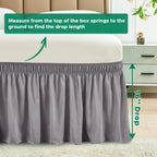 Biscaynebay Wrap Around Bed Skirts For King & Cal King Beds 16' Drop, Silver Grey Adjustable Elastic Dust Ruffles Easy Fit Wrinkle & Fade Resistant Silky Luxurious Fabric Solid Machine Washable
