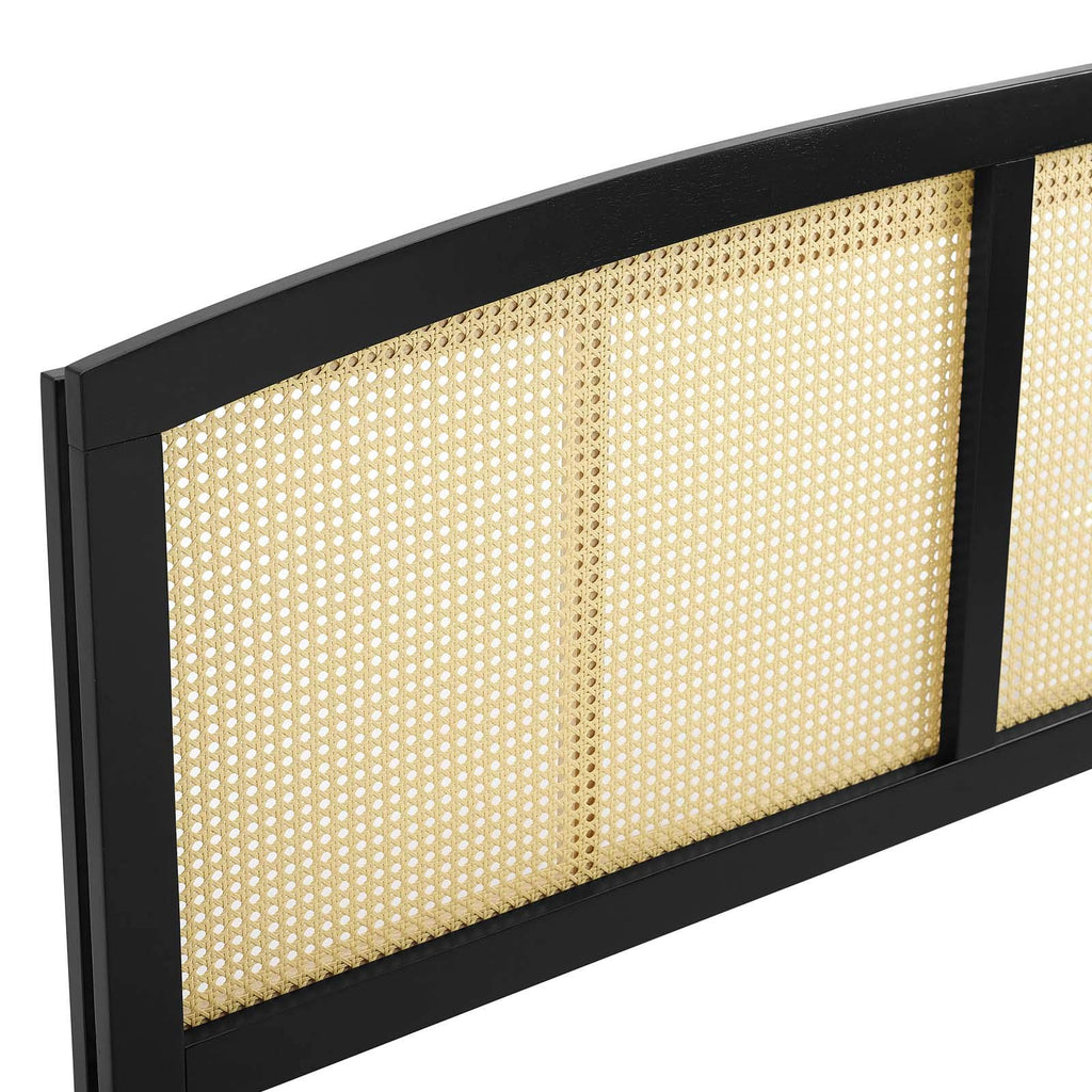 Modway Halcyon Cane Woven Rattan Full Headboard In Black