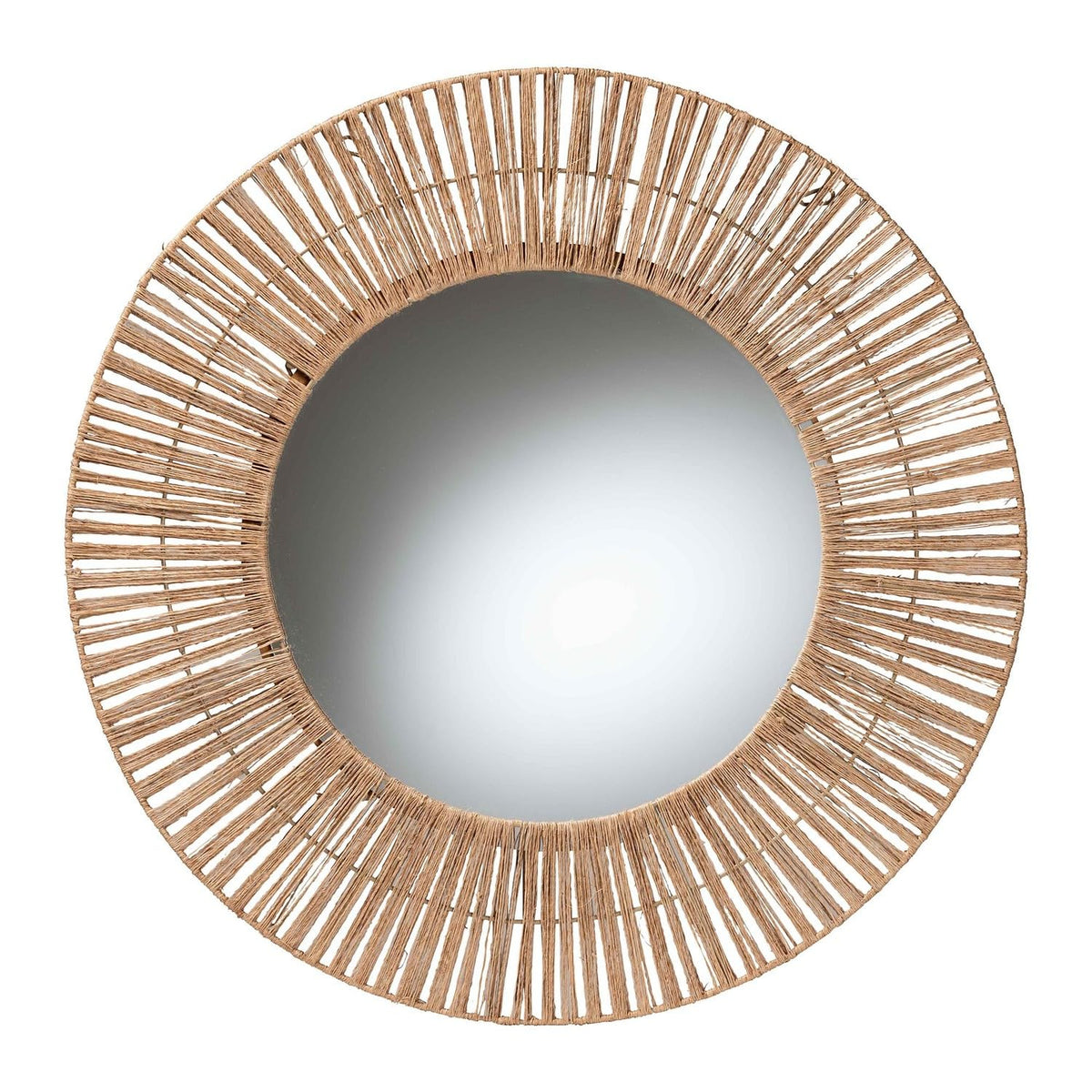 Bali & Pari Leala Metal & Seagrass Accent Wall Mirror In Natural Brown