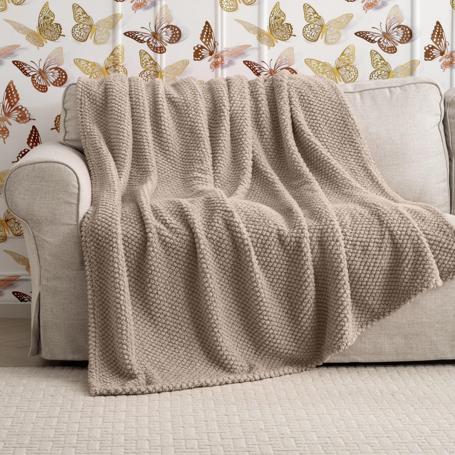 Light Brown 300Gsm Xl Throw Super Soft Blanket For Couch Sofa Bed Cozy Blankets For Women Girls Cute Fleece Fluffy Blanket For F