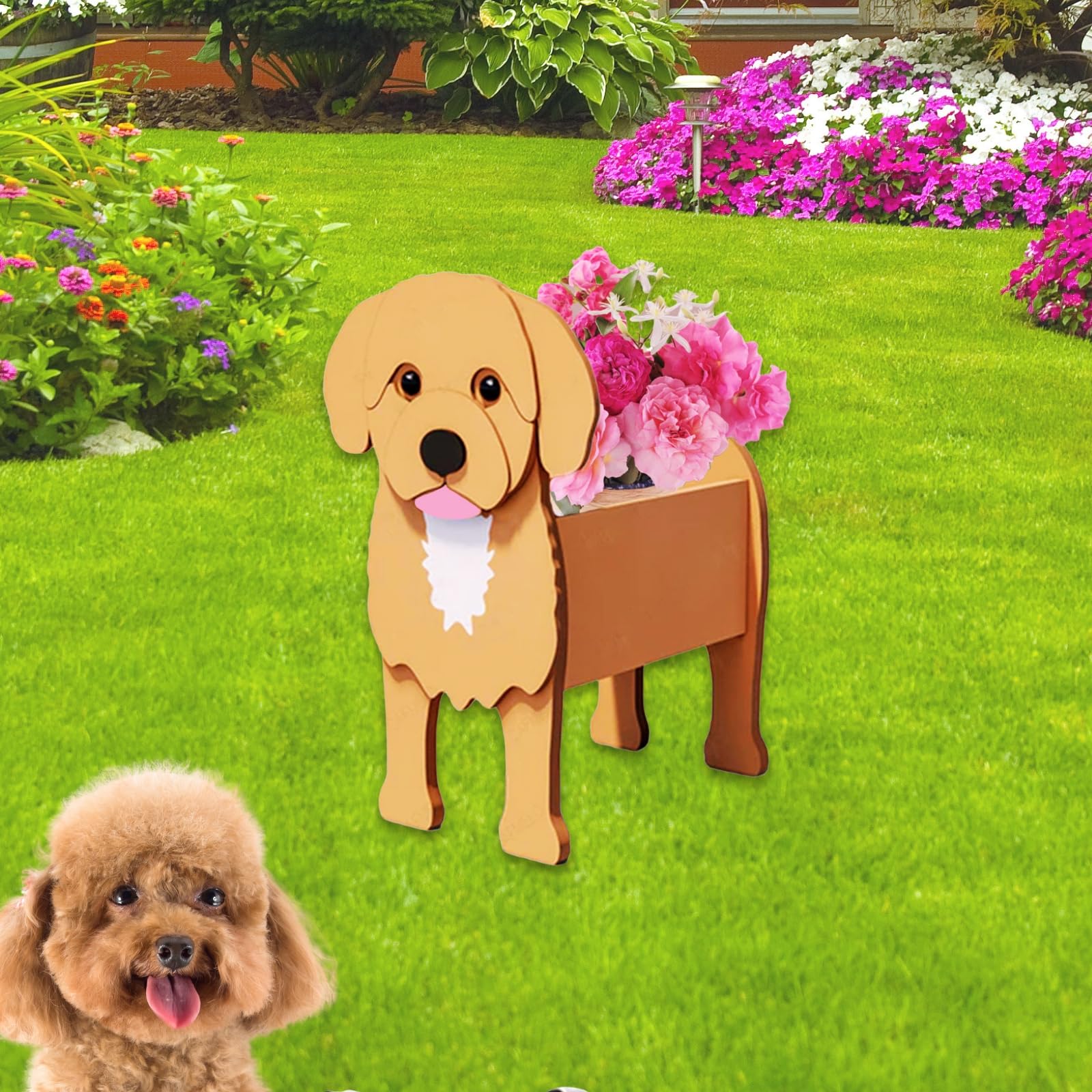 Strolfay Cavoodle Dog Planter Plant Pots,Cute Dog Flower Planter,Gifts For Pet Lovers,Unique Animal Plant Pots,Office,Indoor Out