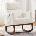 Yaheetech Upholstered Rocking Chair, Boucle Glider Chair Nursery Chair with High Back and Side Pocket, Rocking Accent Armchair w