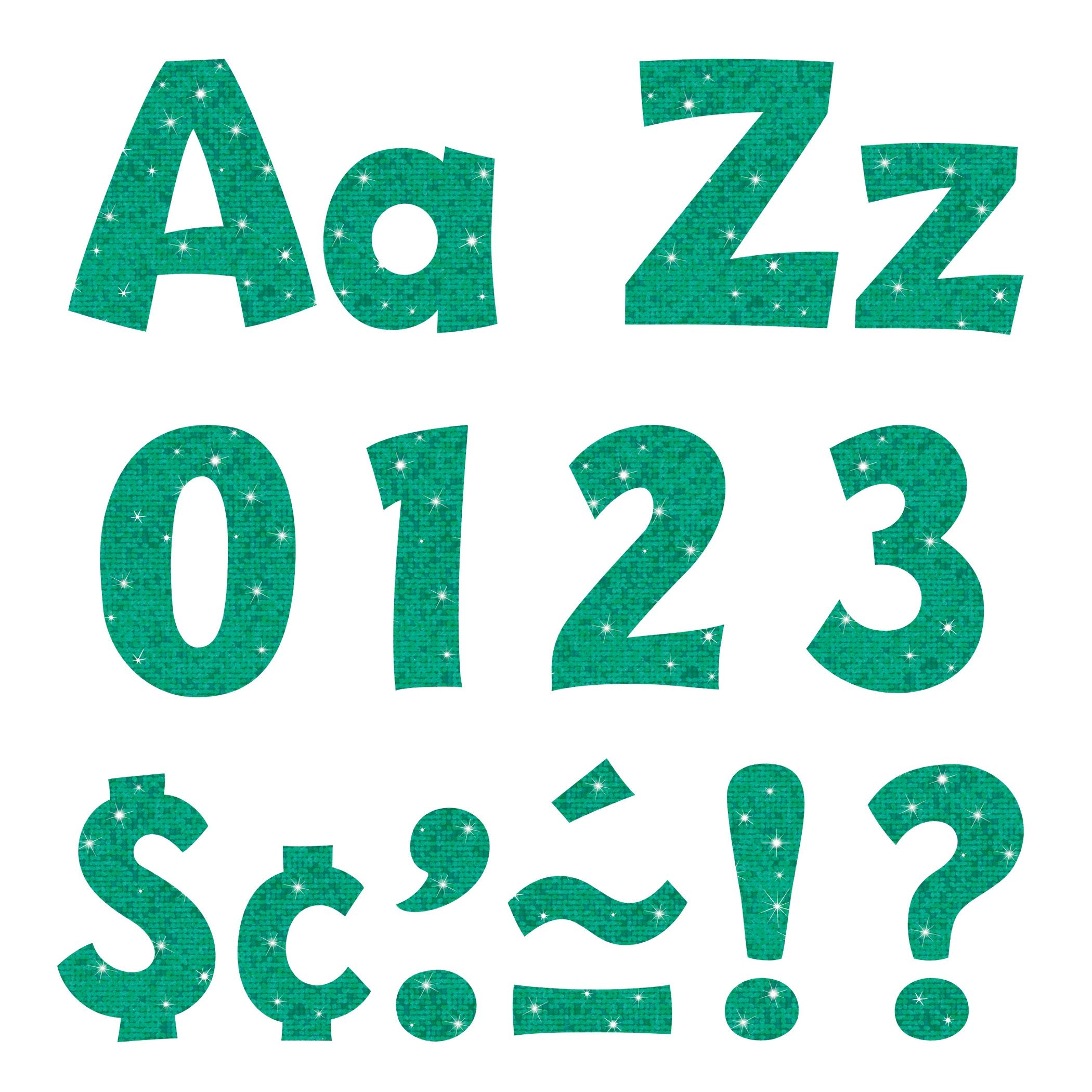 Teal Sparkle 4' Playful Font Uppercase/Lowercase Punch-Out Ready Letters By Trend Enterprises, Inc; 216 Ct.