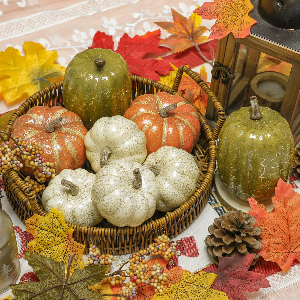 Ghrdopy Fake Pumpkins, 8 Pcs Plastic Pumpkins, Artificial Pumpkins For Decorating Thanksgiving Halloween Seasonal Holiday Decor