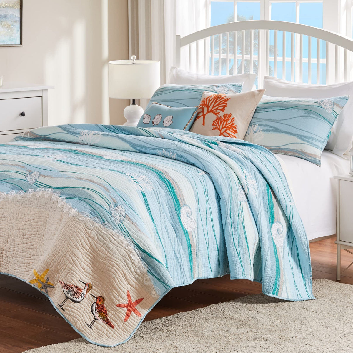 Greenland Home Maui Quilt Set, Full/Queen (5 Piece), Multi
