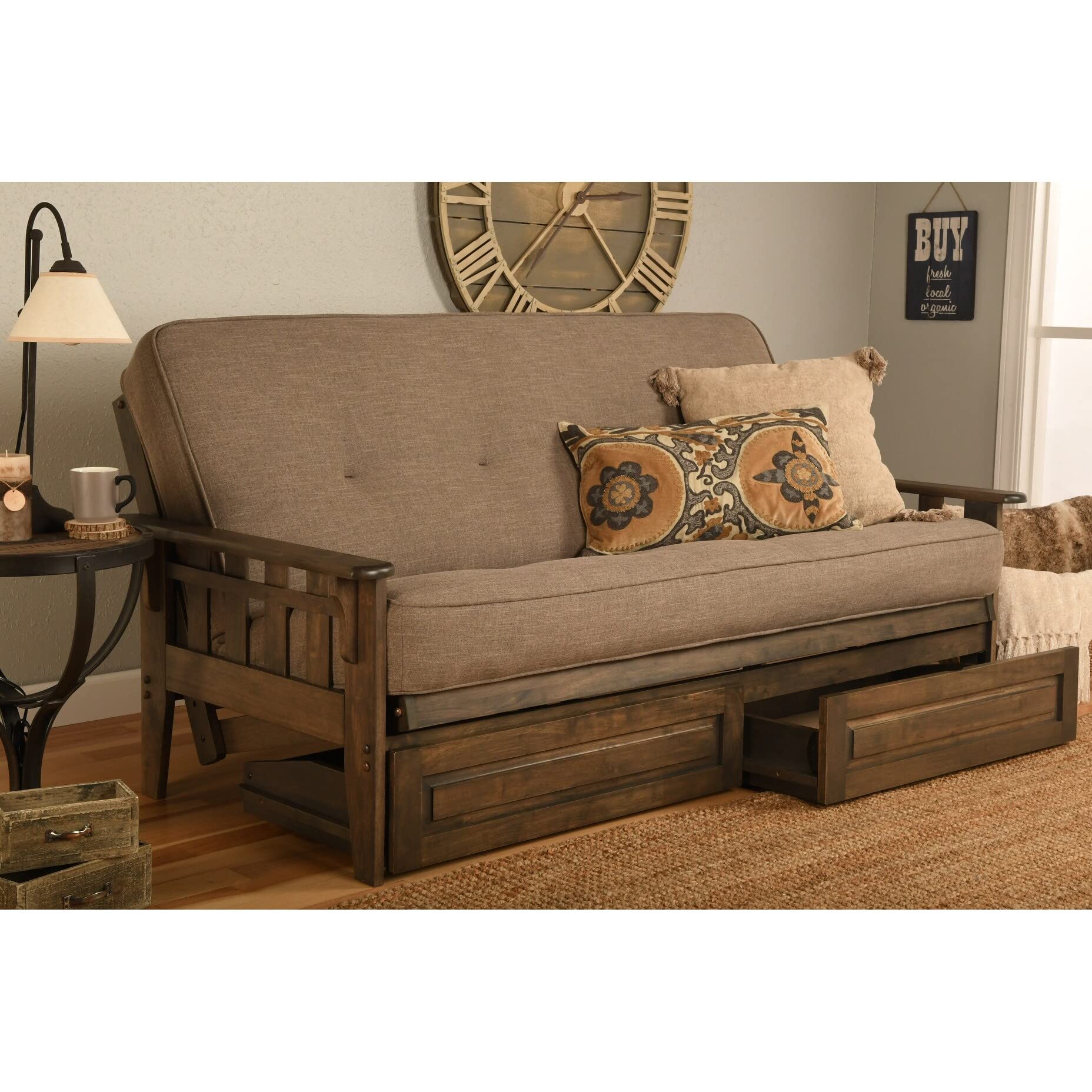 Kodiak Furniture Tucson Full Size Futon Frame with Storage Drawers