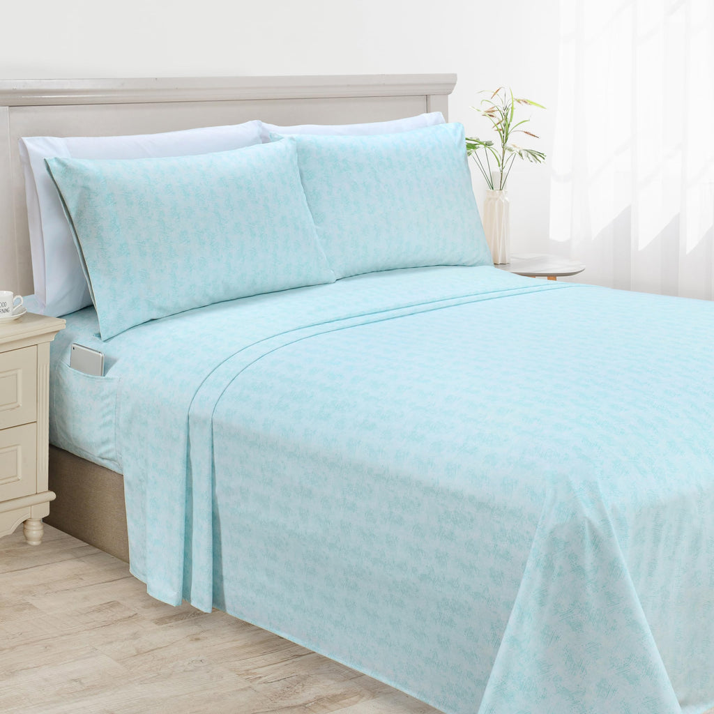 Elegant Comfort Luxury Soft Bed Sheets Wave Pattern - 1500 Premium Hotel Quality Microfiber Softness Wrinkle And Fade Resistant (4-Piece) Bedding Set, Twin Xl, Wave Aqua