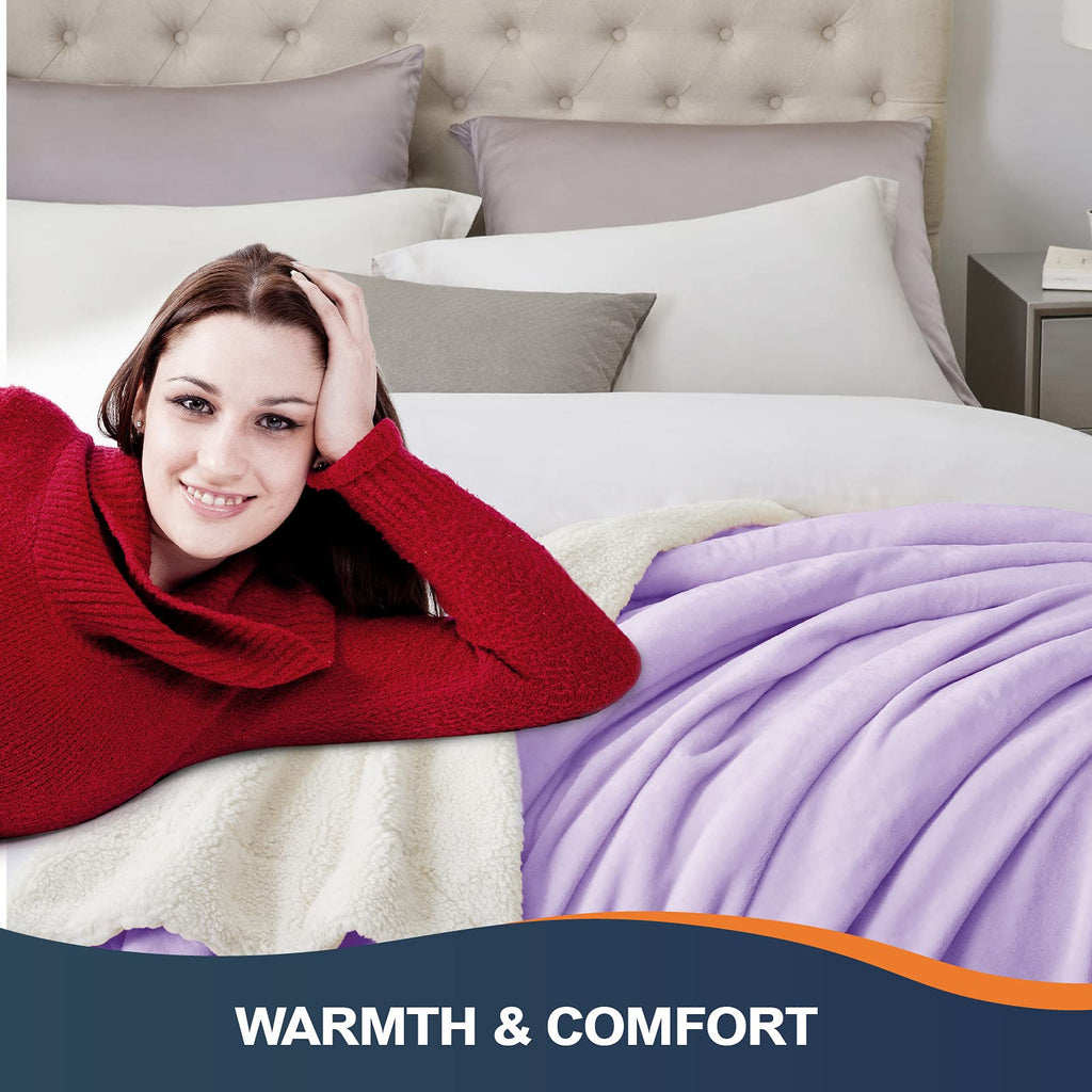 Walensee Sherpa Fleece Blanket (Throw Size 50   X60    Lavender) Plush Throw Fuzzy Super Soft Reversible Microfiber Flannel Blan