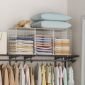Hencawima 3Pack Taller Stackable Closet Organizers and Storage with Wood Top,White | Wire Storage Bins for Clothes, Double Stor