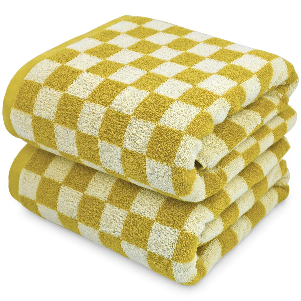 Jacquotha Luxury Bath Towels Fall - Cotton Bathroom Towel Sets Checkered Towels, Pack of 2 Towels for Body Drying 55x27.5 Inches