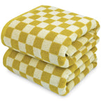 Jacquotha Luxury Bath Towels Fall - Cotton Bathroom Towel Sets Checkered Towels, Pack of 2 Towels for Body Drying 55x27.5 Inches