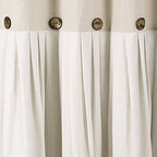 Lush Decor Linen Button Shower Curtain, 72'' W X 84'' L, Linen - Rustic Extra Long Shower Curtain - Color Block Bath Curtain Wit