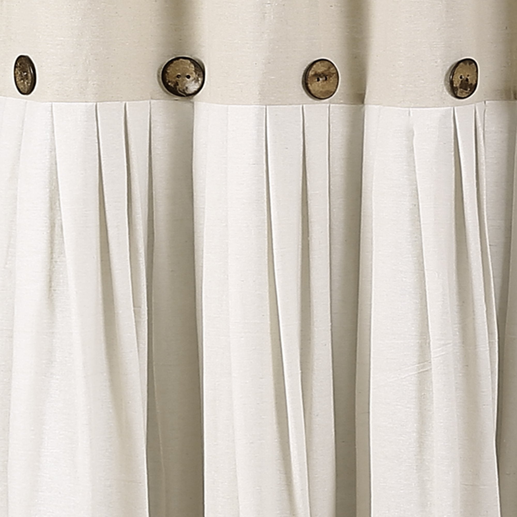 Lush Decor Linen Button Shower Curtain, 72'' W X 84'' L, Linen - Rustic Extra Long Shower Curtain - Color Block Bath Curtain Wit