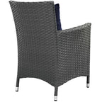 Modway Sojourn Wicker Rattan Outdoor Patio Sunbrella Fabric Dining Chair in Canvas Navy
