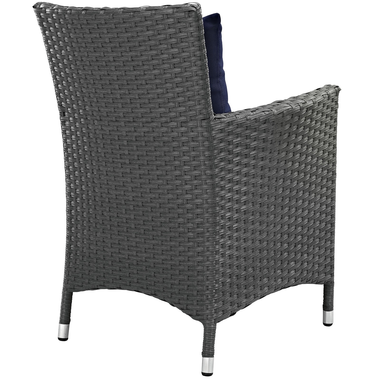 Modway Sojourn Wicker Rattan Outdoor Patio Sunbrella Fabric Dining Chair in Canvas Navy