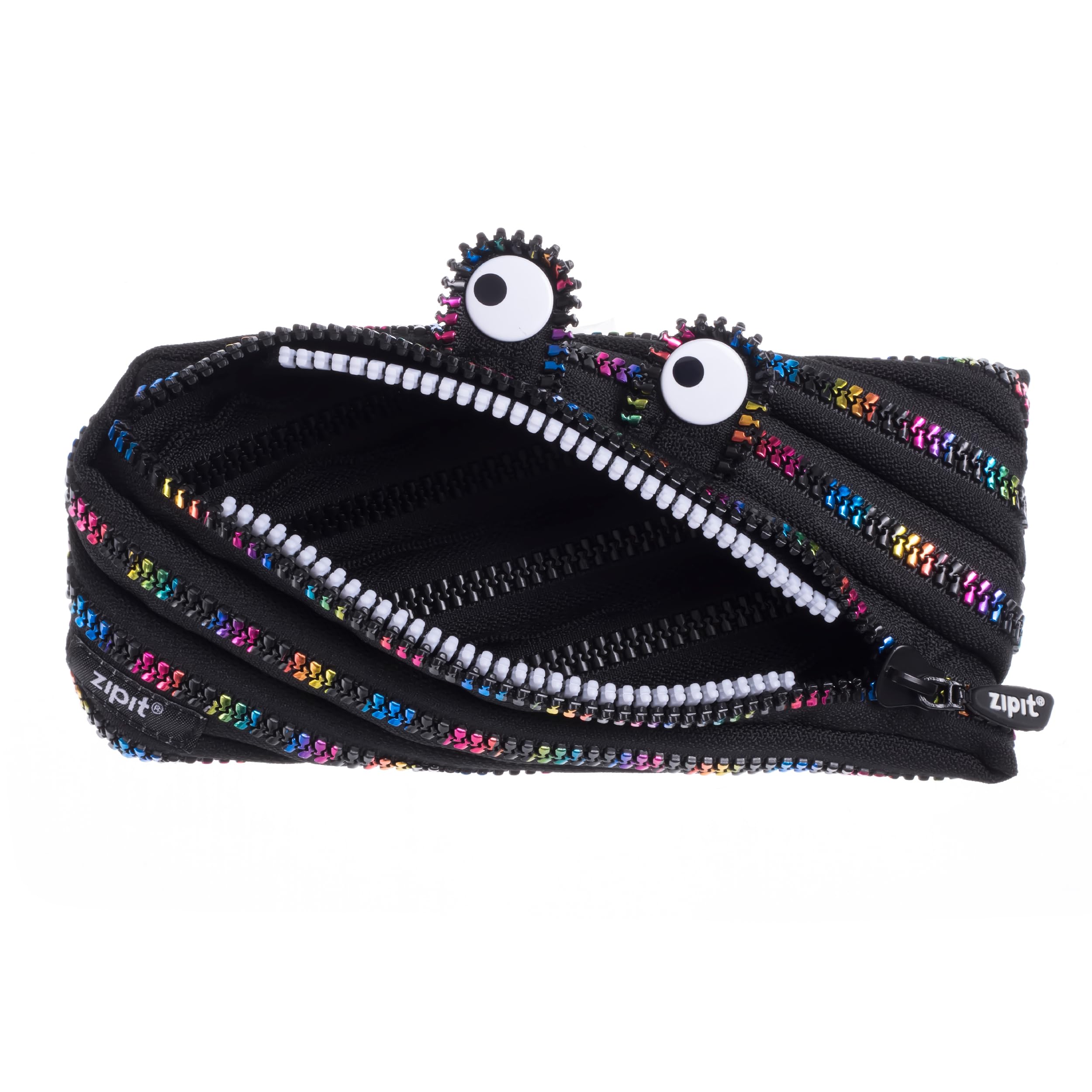 Zipit Monster Pencil Case For Kids | Pencil Pouch For School, College And Office | Pencil Bag For Boys & Girls (Black & Rainbow)