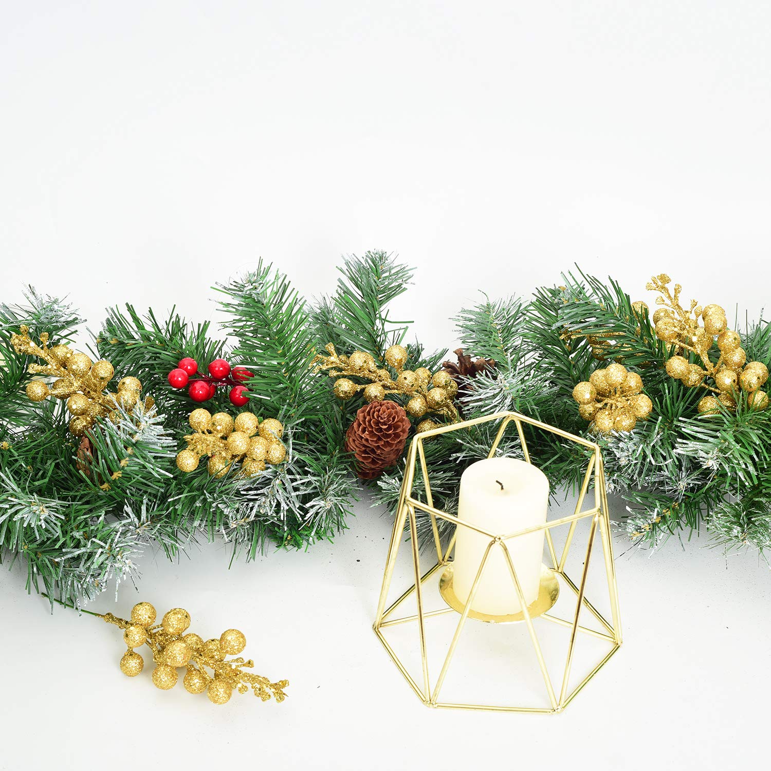 Dearhouse 14 Pack Christmas Glitter Berries Stems, 7.8Inch Artificial Christmas Picks For Christmas Tree Ornaments, Diy Xmas Wre