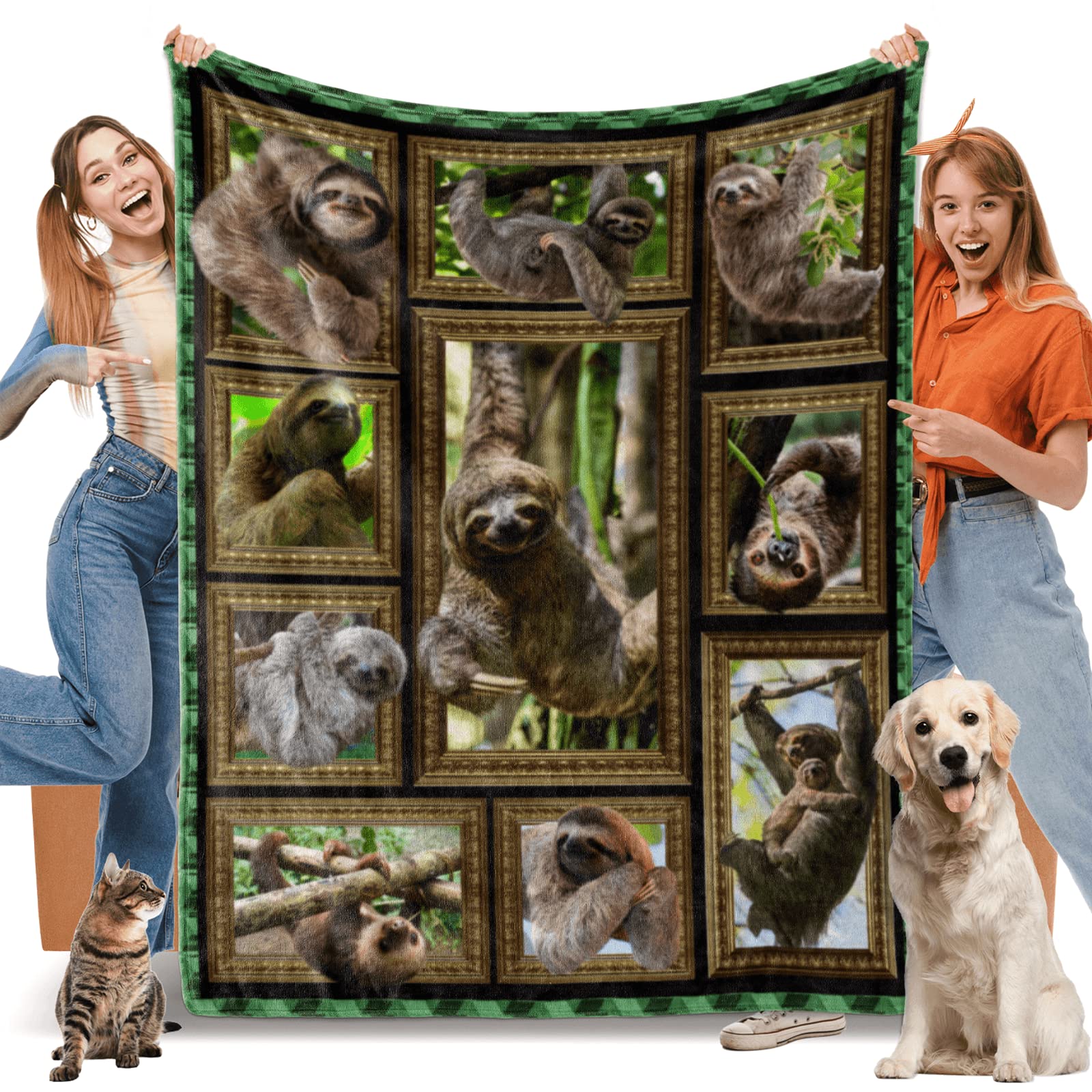 Sloth Blanket For Womens Mens, Sloth Gifts For Sloth Lover, Soft Cozy Lightweight Warm Flannel Blankets Throws For Sofa Living R