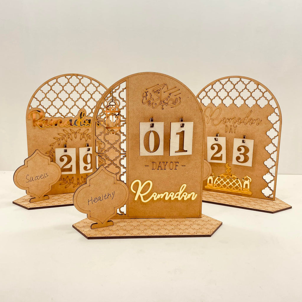 Ramadan Advent Calendar Eid Mubarak Wooden Countdown Calendars Tracker Date Gift For Kids Arabic Muslim Islamic Holiday Table Ho