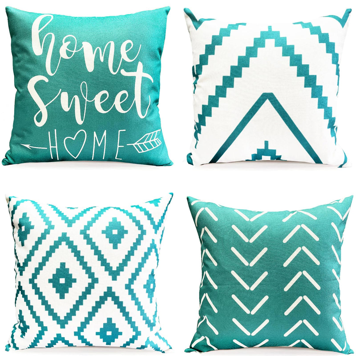 Decorative Throw Pillow Covers 16X16 Inch Aqua Blue Pillow Covers For Couch Sofa Living Room Bedroom,Farmhouse Outdoor Throw Pil