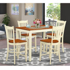 East West Furniture YAGR5-WHI-W 5 Piece Counter Height Pub Set Includes a Rectangle Dining Room Table and 4 Kitchen Chairs, 30x48 Inch, Buttermilk & Cherry