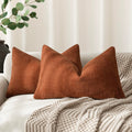 Foindtower Pack Of 2 Soft Textured Throw Decorative Pillow Covers Lumbar Accent Solid Cushion Cover Cozy Farmhouse Pillow Case W