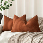 Foindtower Pack Of 2 Soft Textured Throw Decorative Pillow Covers Lumbar Accent Solid Cushion Cover Cozy Farmhouse Pillow Case W
