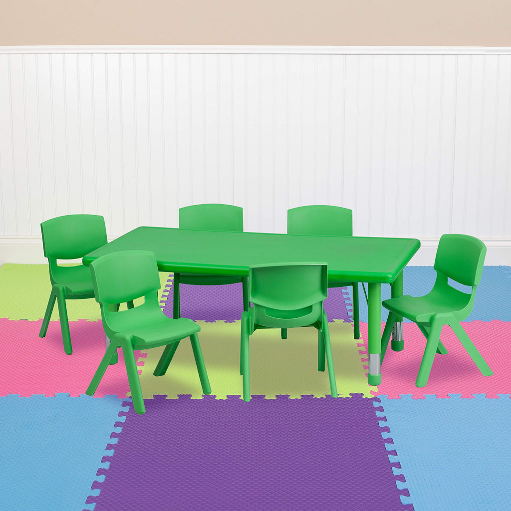 Flash Furniture Rectangular Activity Table Set, 24'W X 48'D X 14.50' - 23.75'H, Green
