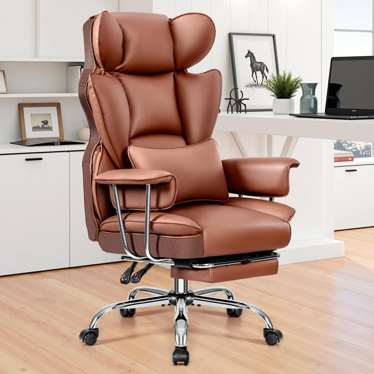 Bestfair Ergonomic Office Chairs, Gaming Chair With Footrest, Big And Tall Computer Desk Chairs With Lumbar Support, Ergonomic R