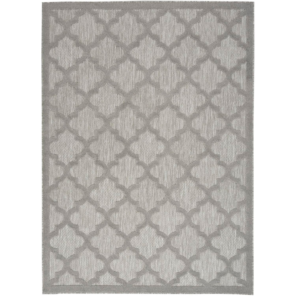 Nourison Easy Care Moroccan Silver Grey 5' X 7' Area Rug, Trellis, Easy Cleaning, Non Shedding, Bed Room, Living Room, Dining Ro