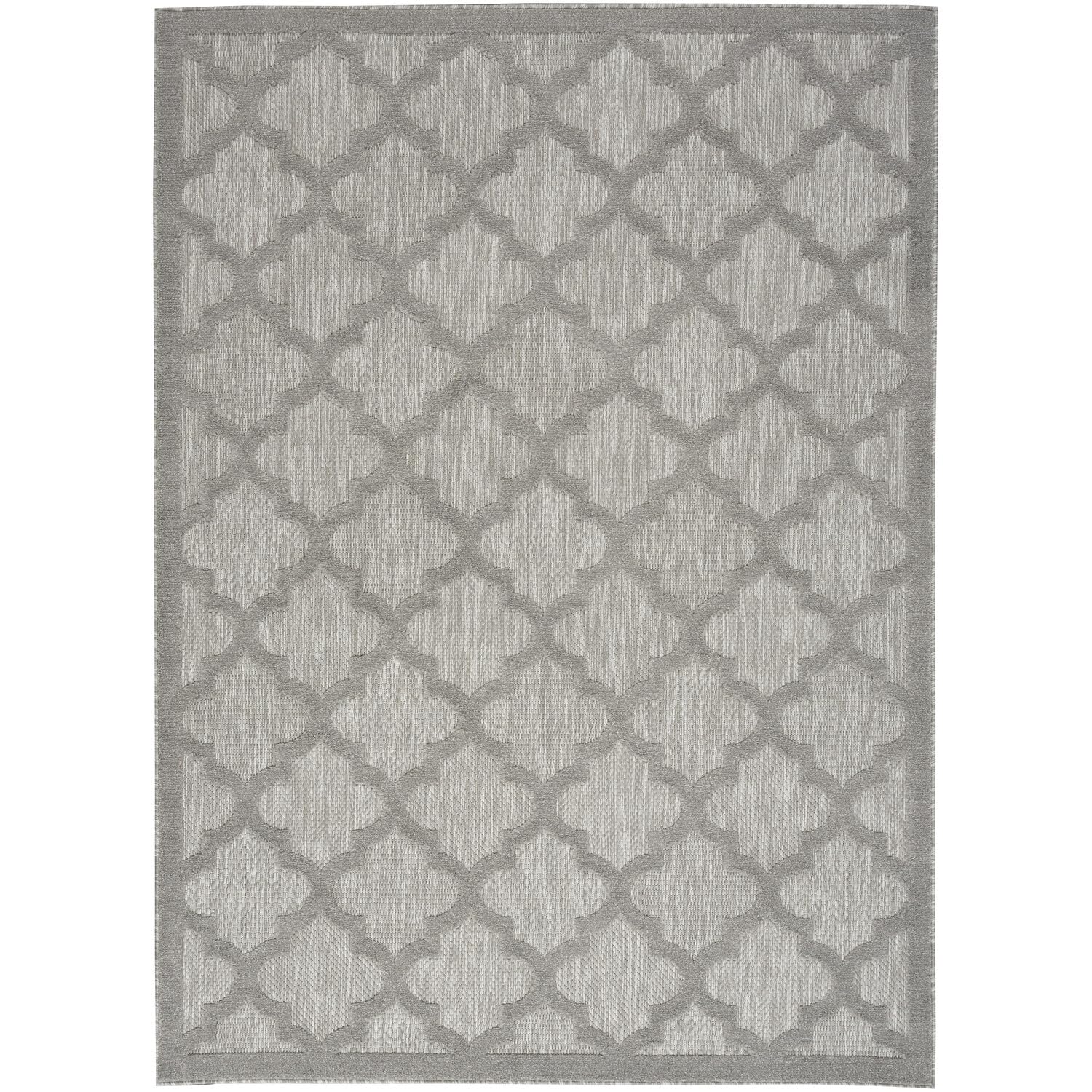 Nourison Easy Care Moroccan Silver Grey 5' X 7' Area Rug, Trellis, Easy Cleaning, Non Shedding, Bed Room, Living Room, Dining Ro
