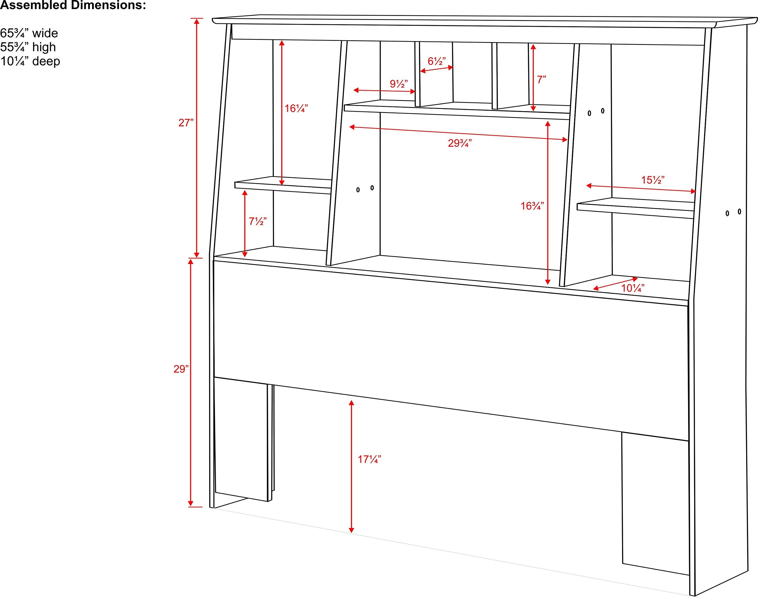 Prepac Sonoma Traditional Full/Queen Headboard With Slant-Back Bookcase, Functional Tall Bookcase Headboard 10.25' D X 65.75' W X 55.75' H, Espresso, Esh-6656