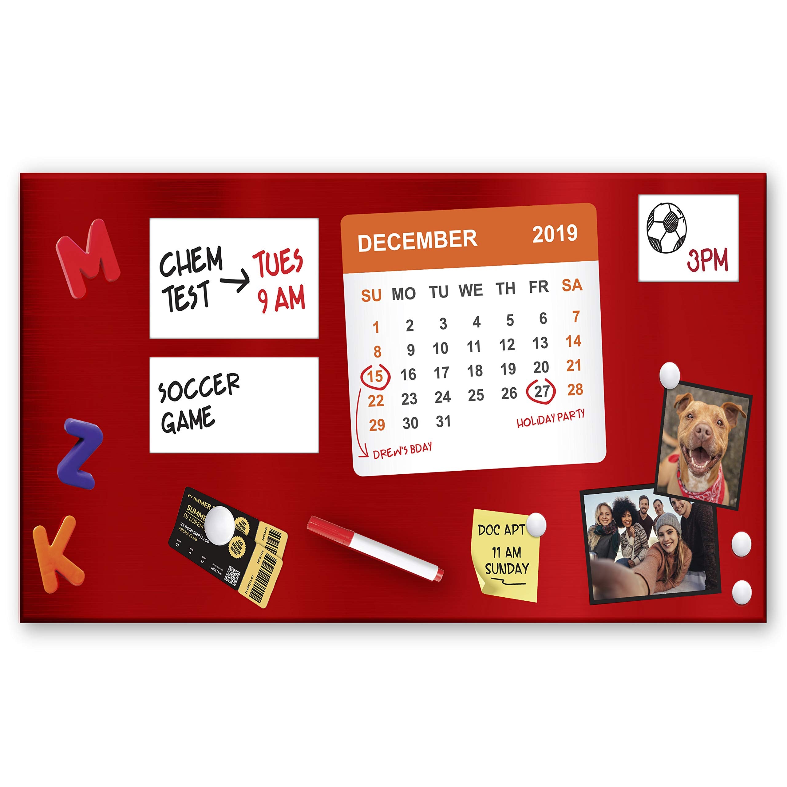 Essentially Yours Magnet And Message Board | Large Mountable 30 X 14 X 0.7 Inch Steel Bulletin Board, 2 Magnetic Dry Erase Pads