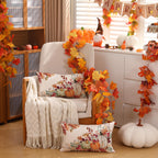 Dfxsz Fall Pillow Covers 12X20 Inch Set Of 2 Orange White Pumpkin Fallen Leaves Decorative Outdoor Throw Pillow Covers Autumn Thanksgiving Farmhouse Decoration For Home Couch Th27-A12