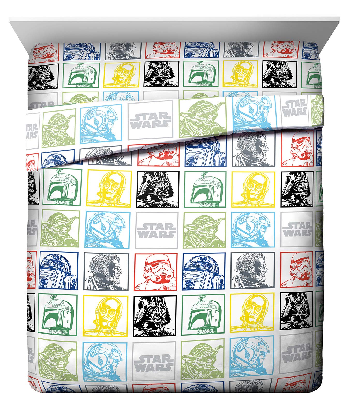 Jay Franco Star Wars Classic Grid Queen Sheet Set - 4 Piece Set Super Soft And Cozy Kid
