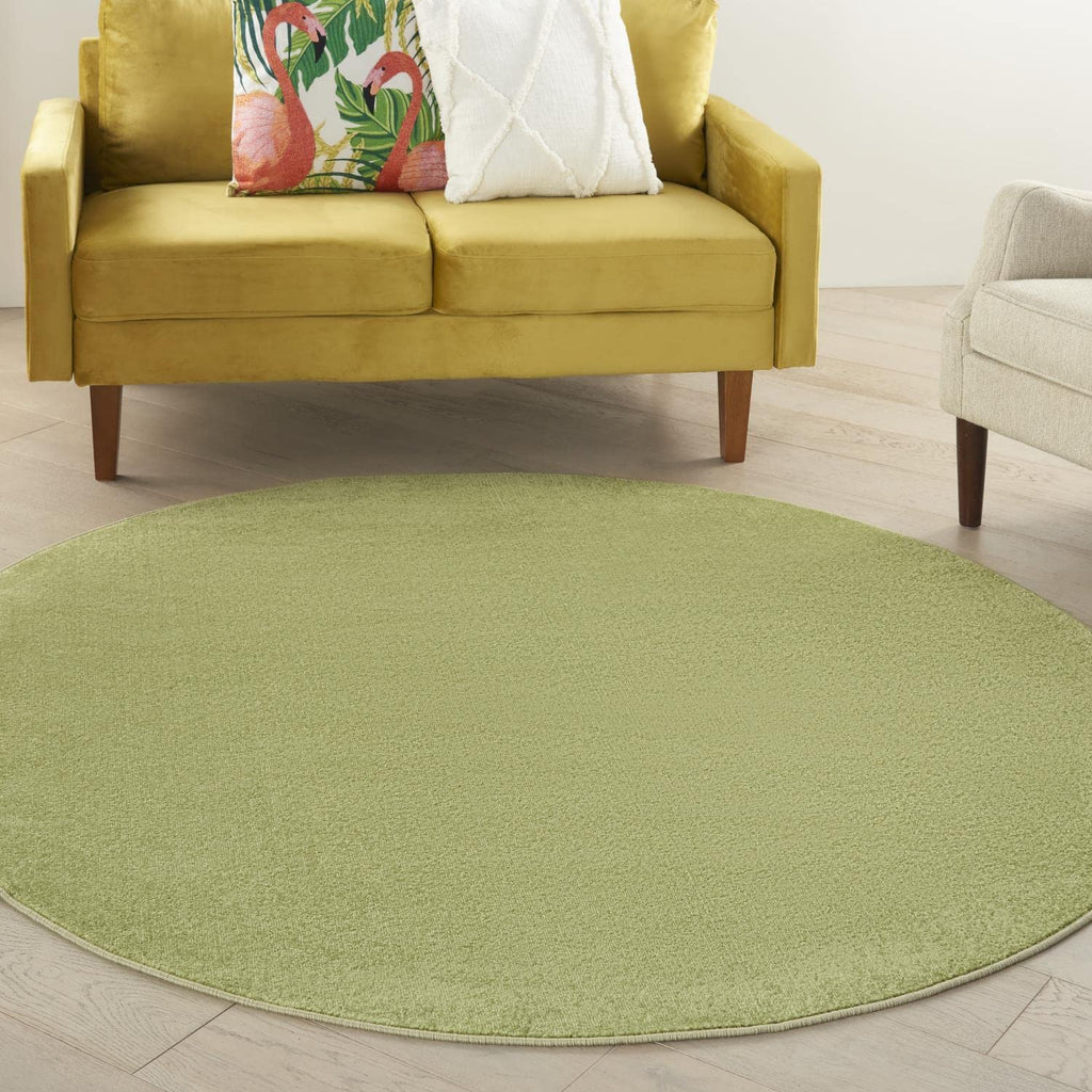 Nourison Essentials Indoor/Outdoor Green 6' X Round Area -Rug, Easy -Cleaning, Non Shedding, Bed Room, Living Room, Dining Room, Backyard, Deck, Patio (6 Round)