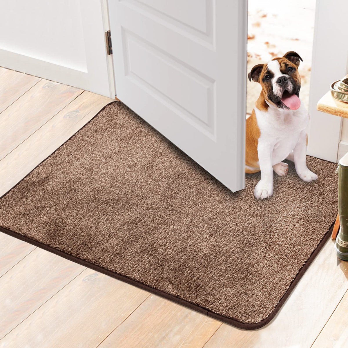 Walensee Indoor Doormat, Front Door Mat For Entrance (20'X32' Brown) Machine Washable Entryway Rug Non Slip Dirt Trapper Door