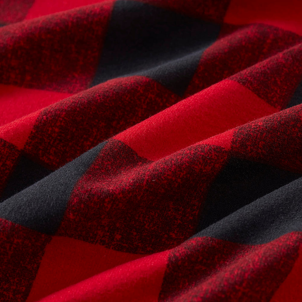 Flannel Sheets Warm And Cozy Deep Pocket Breathable All Season Bedding Set With Fitted, Flat And Pillowcases, Twin, Buffalo Check Plaid Burgundy