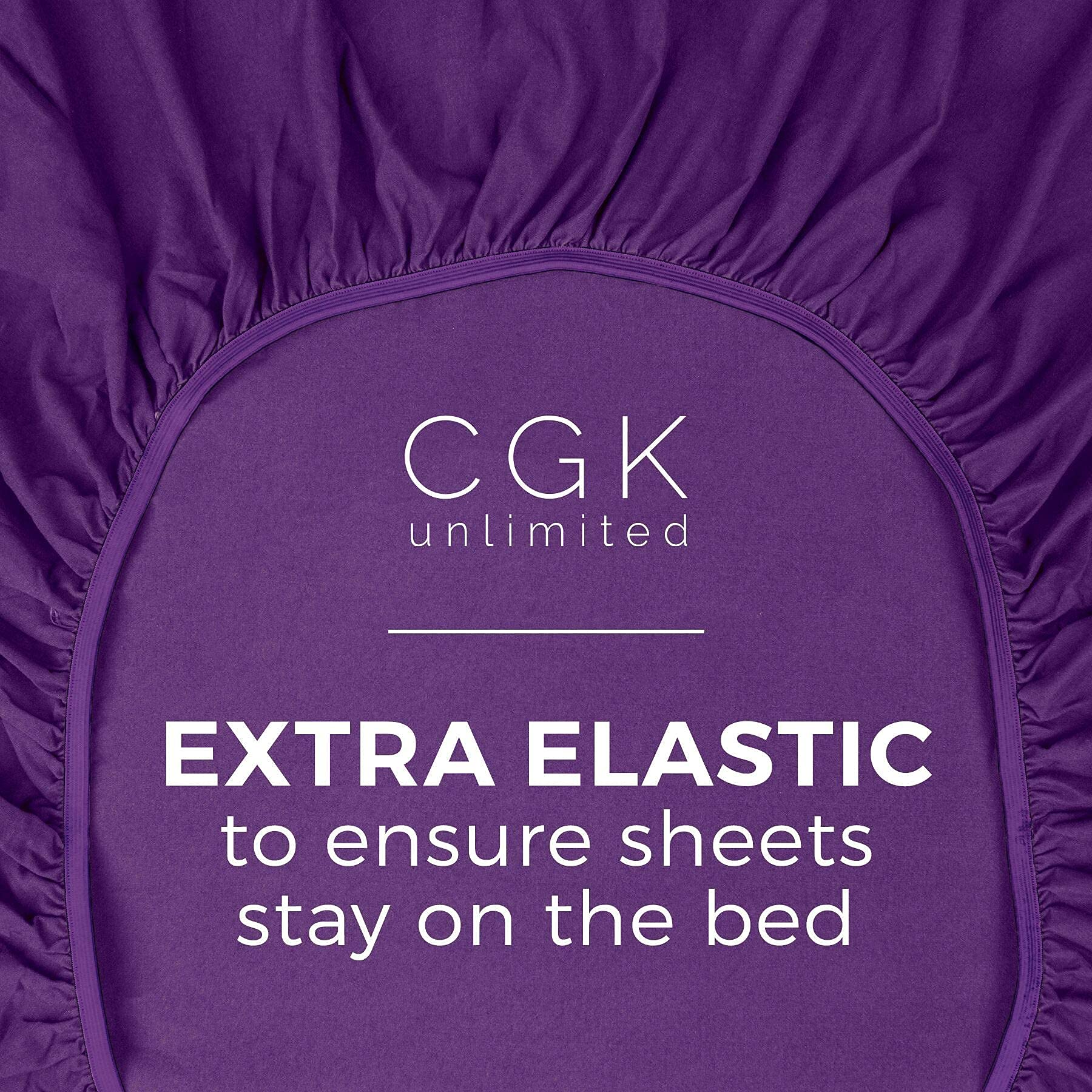 Twin Xl Fitted Bed Sheet - Hotel Luxury & Cooling Single Fitted Sheet Only - Easily Fits Mattress Up To 16 Inches Perfectly - Soft, Wrinkle Free, Breathable & Comfy Purple Single Fitted Bed Sheet