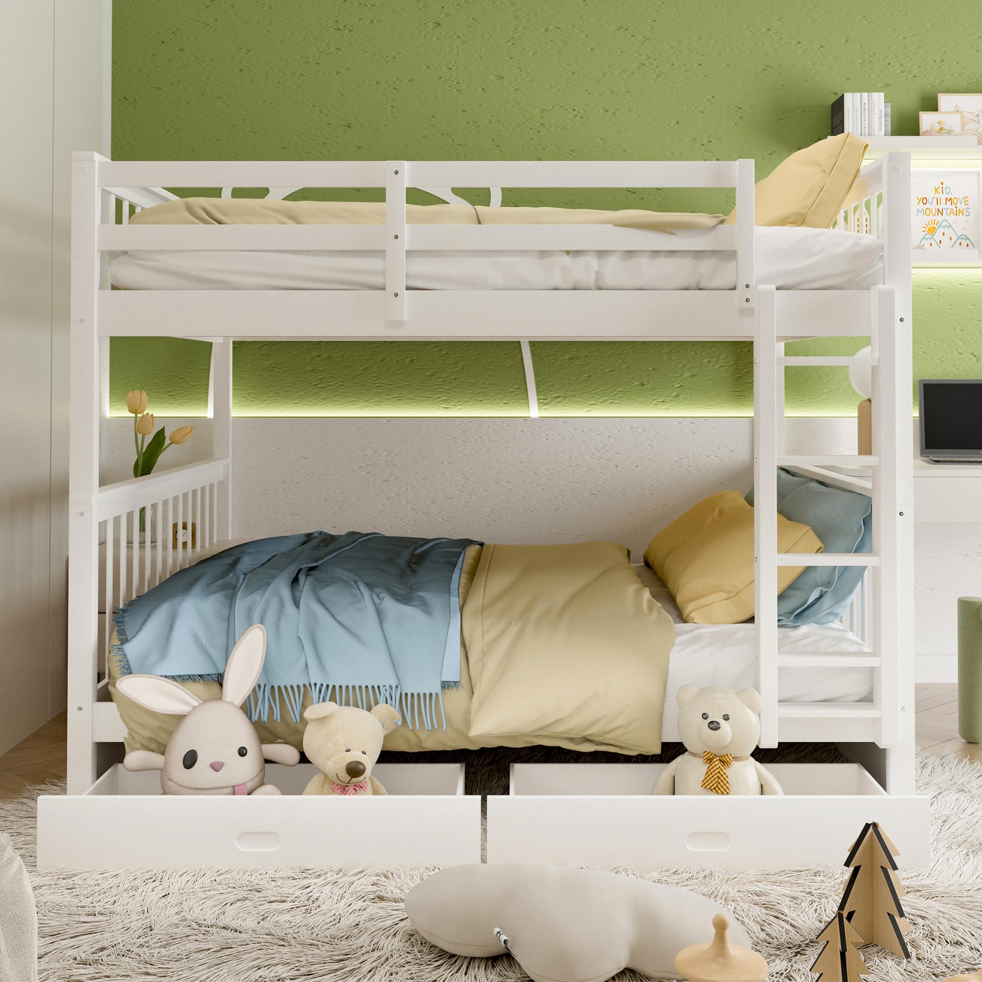 Merax Wood Bunk Bed With Drawers