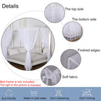 Akiky Princess Canopy Bed Curtains Set Sheer Curtain For Twin Full Queen Size Bed Drapes,8 Panels Canopies With Light,Room D  Co