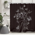 SVBright Black and White Shower Curtain Abstract Women Butterfly Flower Minimalist Art Line Ladies 60Wx72H Inch Modern Aesthetic