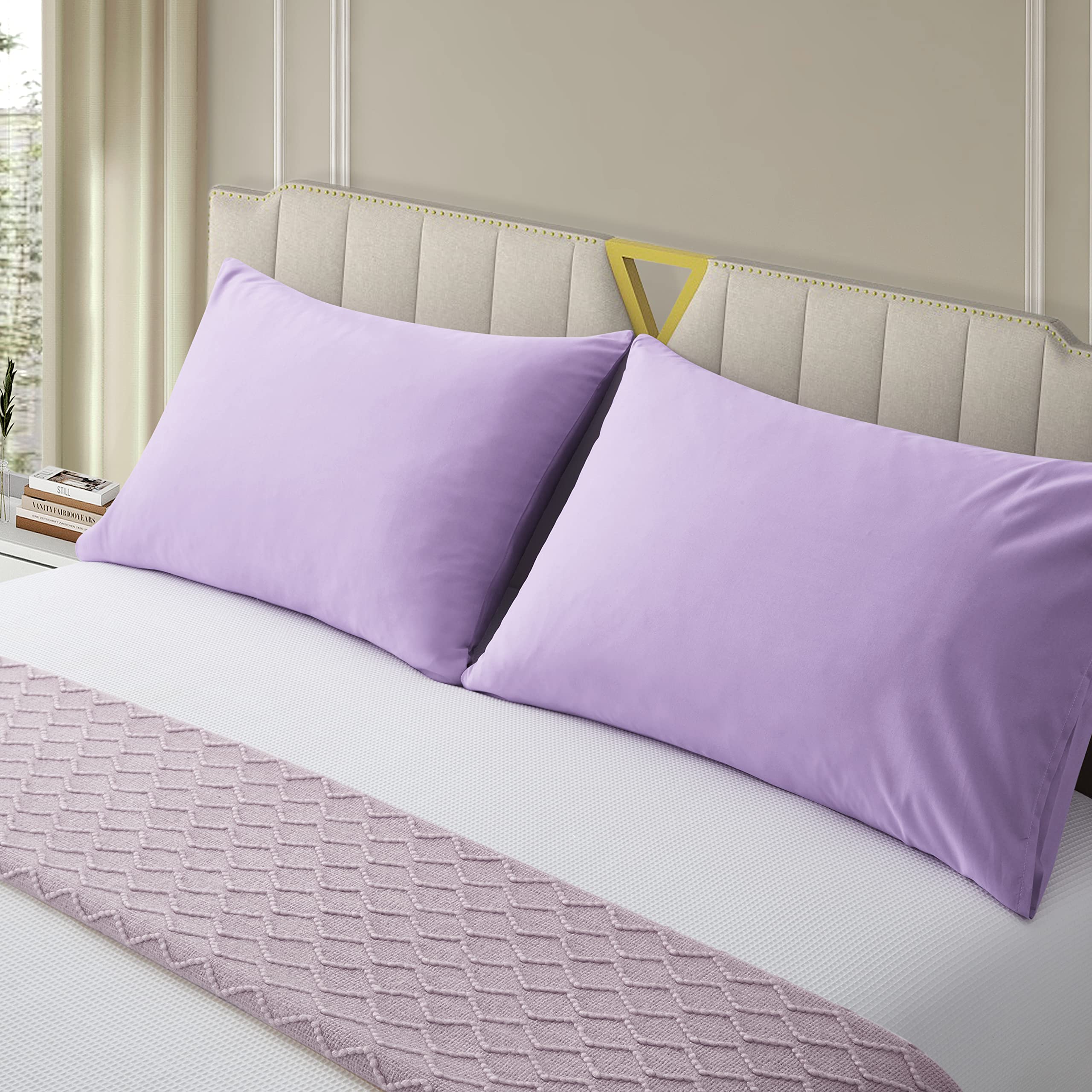 Nookzuzu Ultra Soft 1800 Thread Microfiber Pillow Cases Pillowcases With Envelope Closure Purple Set Of 2 Queen Size 20 X30 Wrin