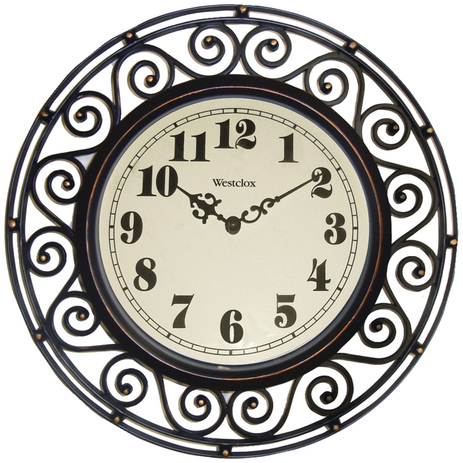 Westclox, Bronze 32021 Round Filigree Rubbed Clock, 12-Inch