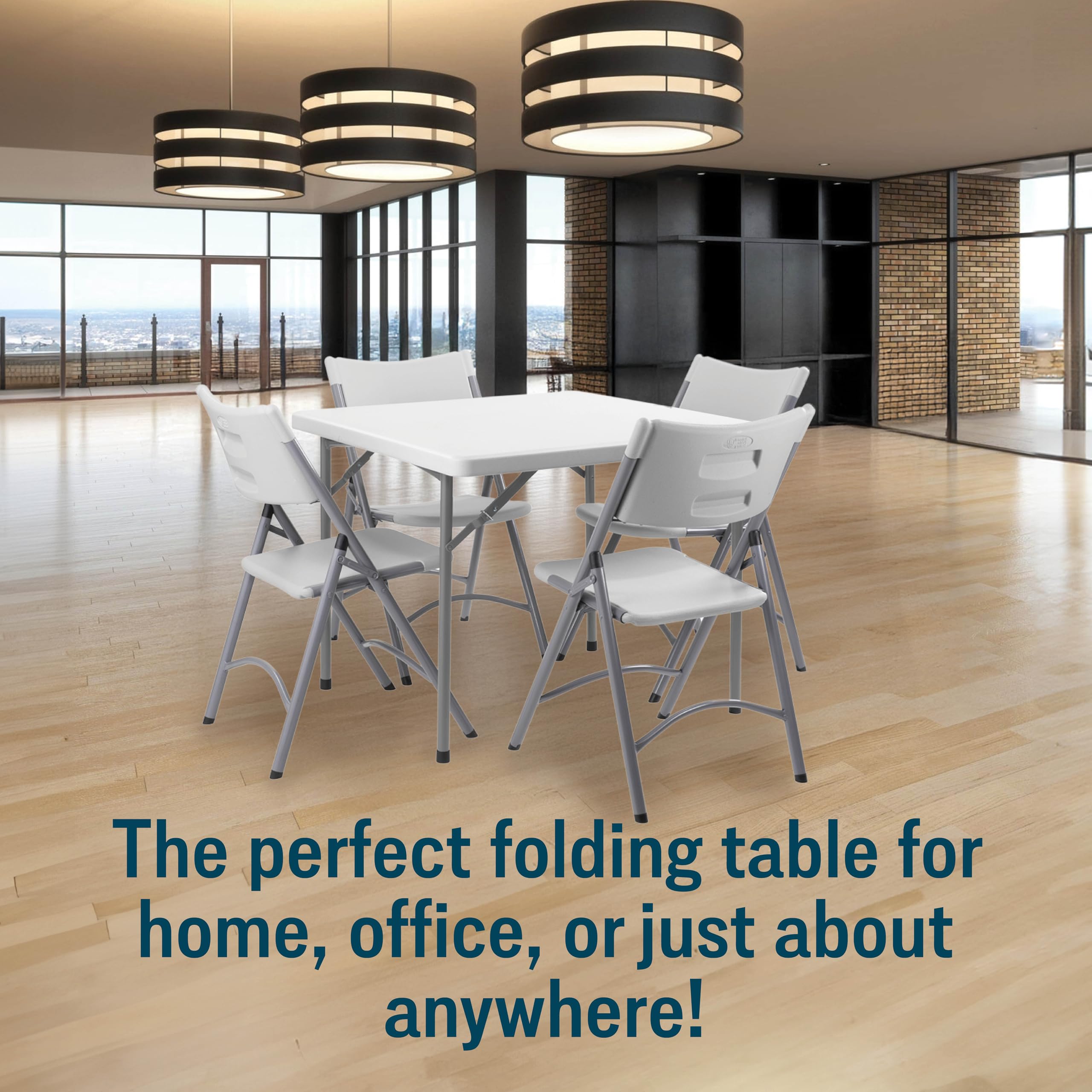 National Public Seating 36&Quot; X 36&Quot; Square Plastic Folding Table - Adjustable, Heavy-Duty, Portable, Indoor/Outdoor Table For Office, Camping, Events & Parties – Scratch & Heat Resistant, Speckled Gray