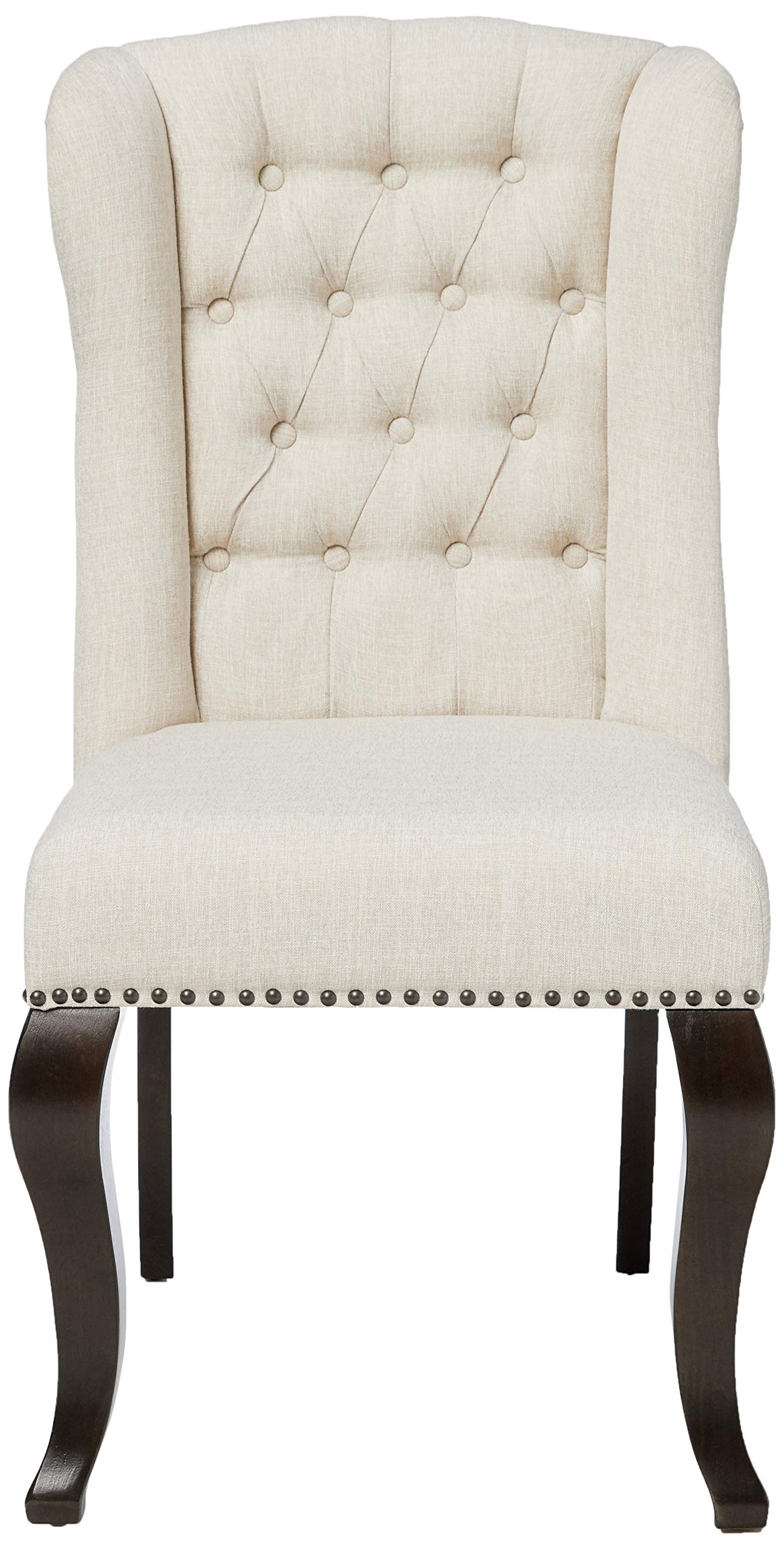 Best Quality Furniture Beige Linen Fabric Upholstered Dining Chair (Set Of 2), Cappuccino