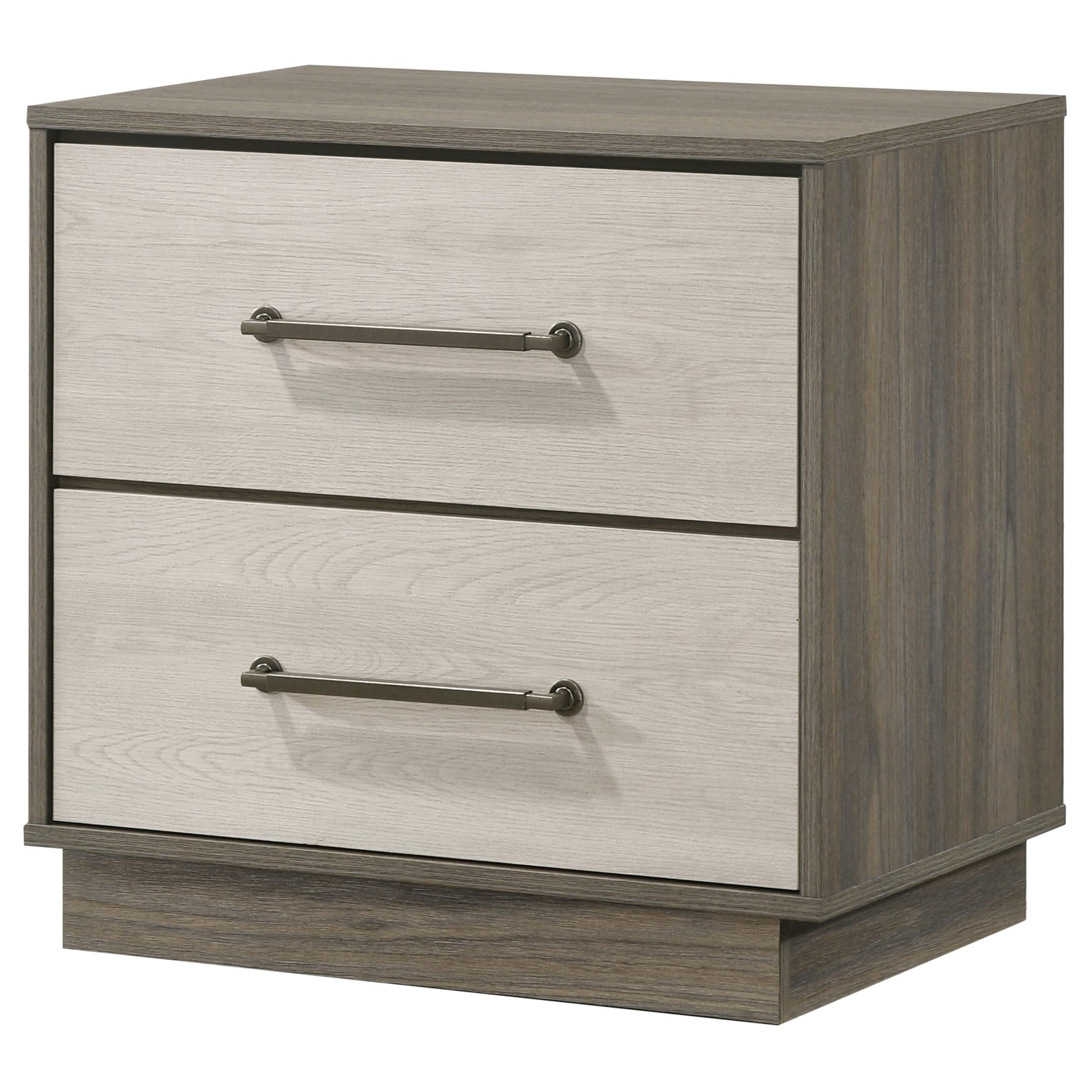 Coaster Home Furnishings Fenwick Engineered Wood 2-Drawer Bedroom Nightstand Bedside Table Organizer Unit Grey Oak/Almond 224982